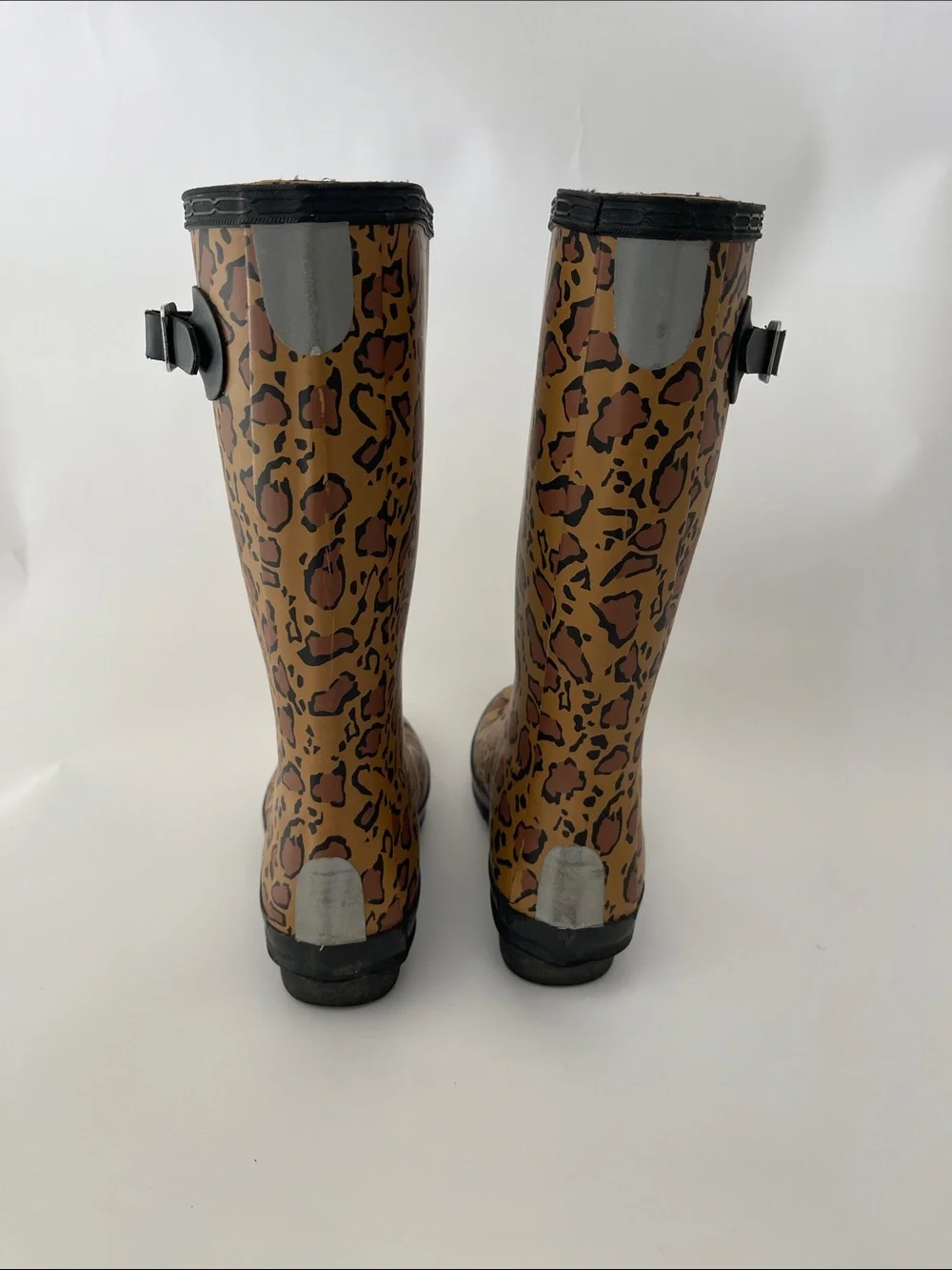 Hunter Kids Original Leopard Print Tall Rain Boots Black Brown Girls size 2